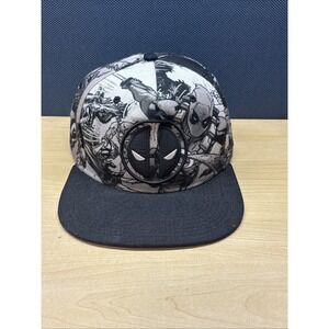 Marvel Deadpool comic art snapback hat black and white